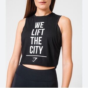 Gym Shark black We Lift the City tank Houston, sz L